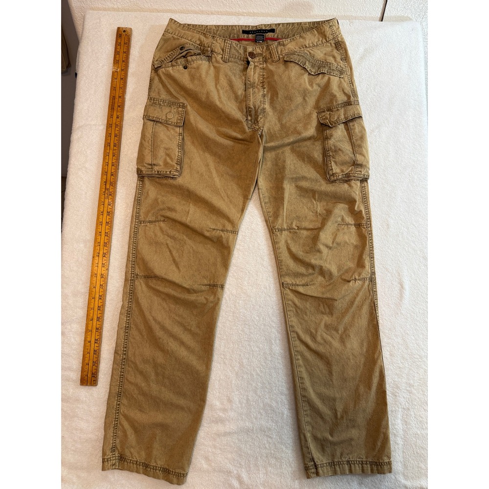Sean John Mens Tan Khaki Cotton Cargo Pants Utility Trousers Size 36
